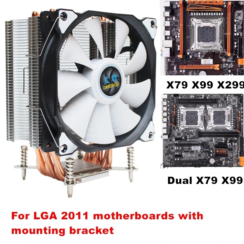 NO Light 3/4PIN RGB светодиодный кулер для процессора 6-Heatpipe 12 В 12 см радиатор охлаждения для LGA 2011X79X99X299 - Цвет лезвия: NO Light