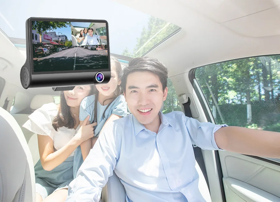 E-ACE voiture DVR 3 caméras lentille 4.0 pouces Dash caméra double lentille avec caméra de recul enregistreur vidéo enregistreur automatique Dvrs Dash Cam