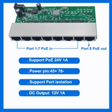 8 задний переключатель печатной платы 8 портов 10/100M Ethernet обратное POE Питание переключатель