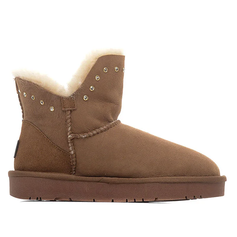 

Snow Boots Women's Genuine Leather Winter plus Velvet New Style WOMEN'S Shoes 2019 Warm Cotton-padded Shoes Short Thick Women's