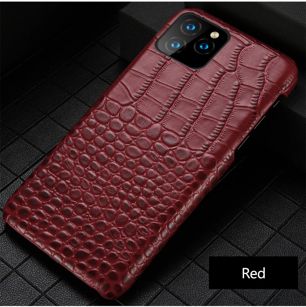 Genuine leather Phone case for Apple iPhone 11 11 Pro 11 Pro Max X XS XSMax XR 7 8 plus 5 5s se 6 6S Plus crocodile grain luxury