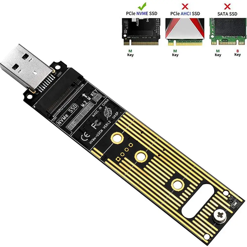 M2 NVME SSD Adapter PCIe External Hard Enclosure HDD card M.2 to USB 3.1 GEN2 10Gbps M Key Converter for 2242 / 2260 2280 | Компьютеры и