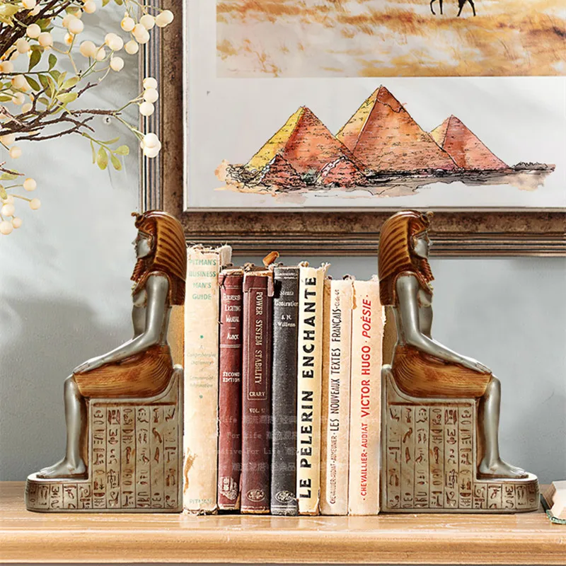 2 шт./компл. древний Египетский Король Фараон книжные концы статуя смолы ремесла Ретро фигурная Книга Конец скульптура домашнее настольное украшение R2927
