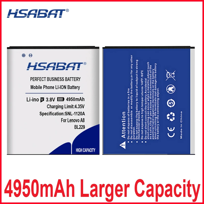 HSABAT 4950mAh BL229 аккумулятор для мобильного телефона батарея Lenovo A8 A808T A806|Аккумуляторы