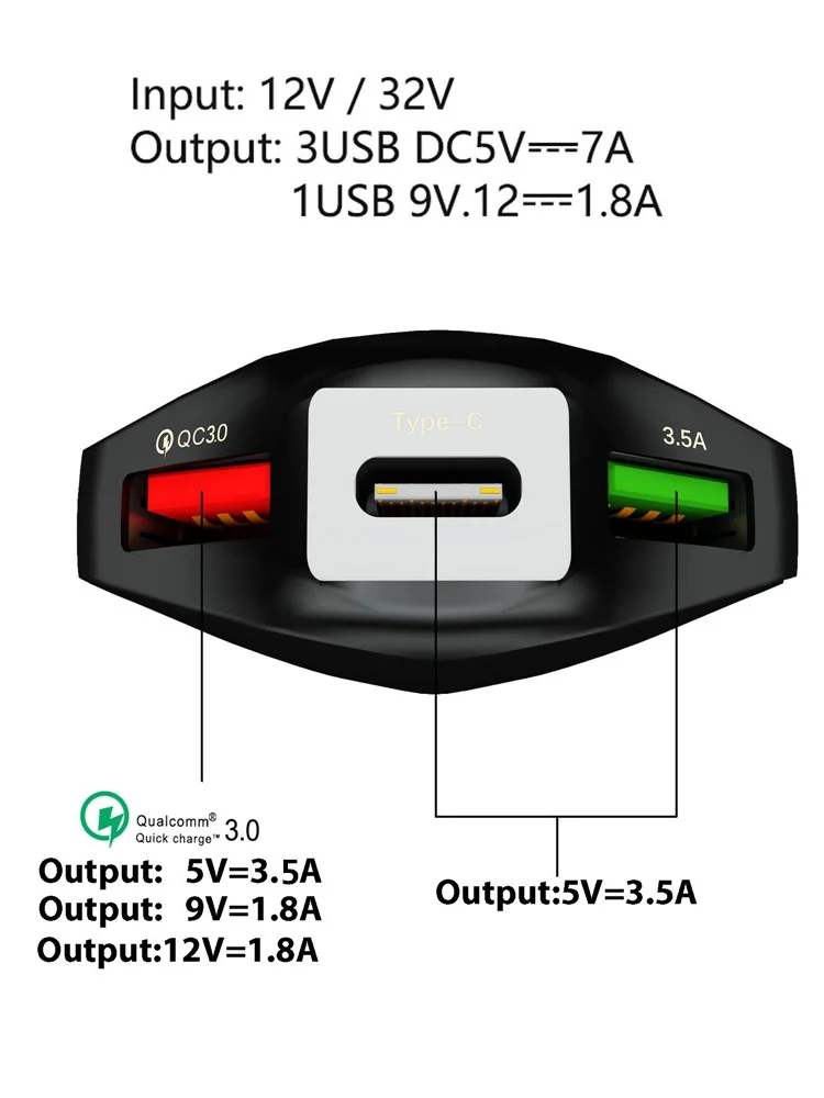 35w QC4.0 3,0 Автомобильное зарядное устройство для redmi iphone huawei двойное зарядное устройство USB быстрая зарядка pd с адаптером порта type c