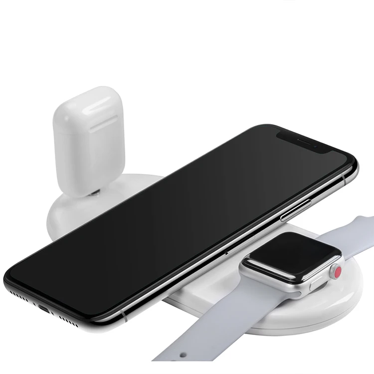 White Планшет Smart USB 3 в 1 Беспроводное зарядное устройство Qi Быстрая Зарядка телефона для Airpods Iphone 8 X XR XS Max 11 S9 Apple iwatch 5 4 3 2 - Цвет: White