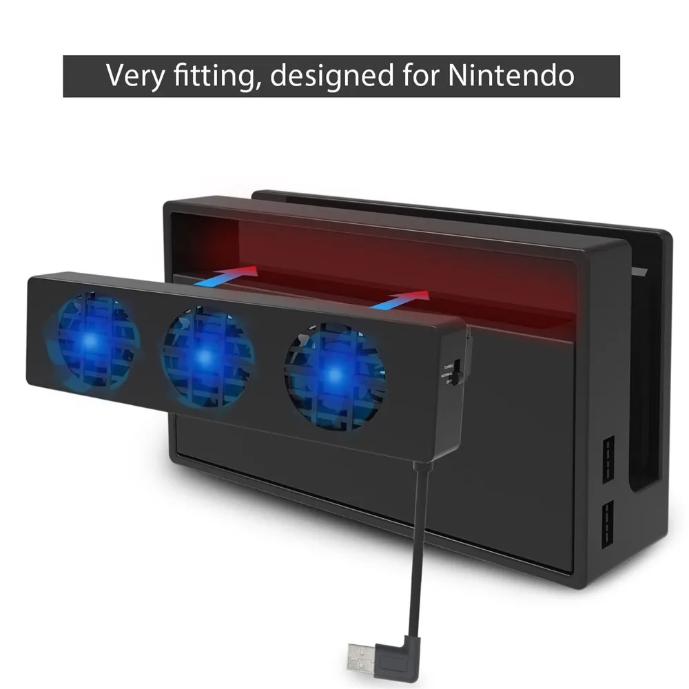 Adjustable Speed Temperature Control Station 3-Fan Dock Mount Console Cooler With Heat Exhaust Ventilation For Nintendo Switch cooling fan,gaming cooling fan
