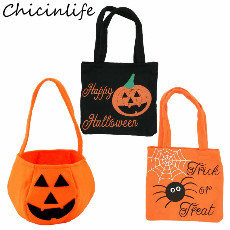 

Chicinlife 2Pcs Non-Woven Pumpkin Spider Candy Bags Kids Favors Trick Or Treat Happy Hallowen Party Gift Handheld Bag Supplies