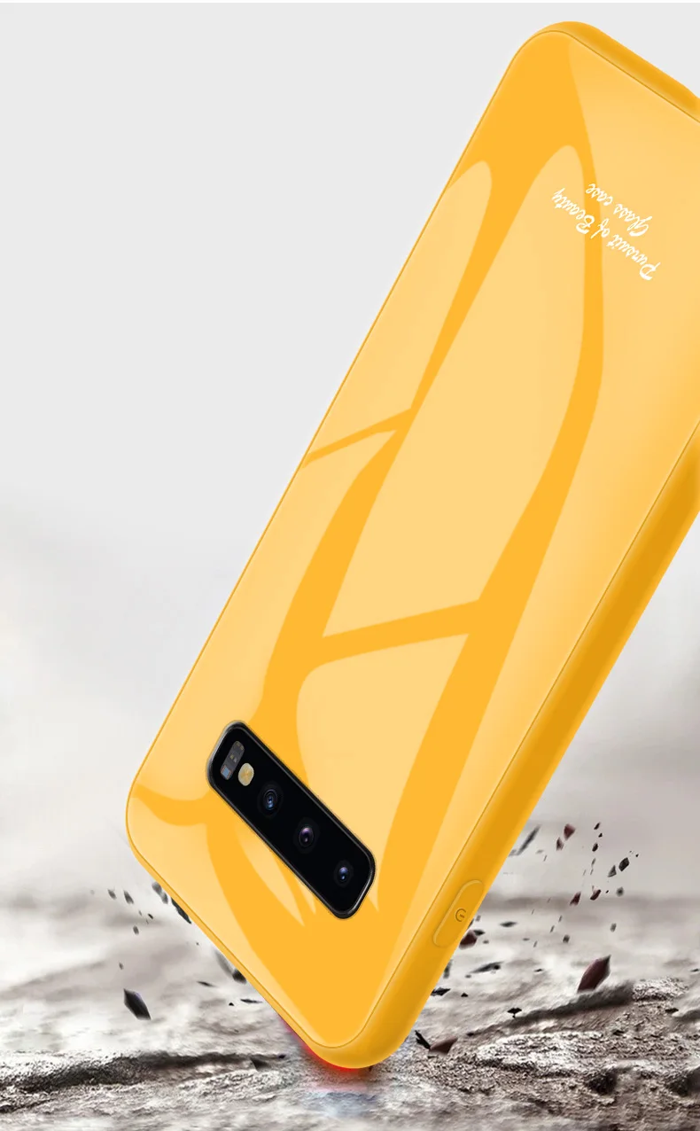 Macaron Glass Case For Samsung Galaxy S10 Plus Case Fashion Cute Shockproof Border Cover For Samsung S10e S10 5G Phone Cover