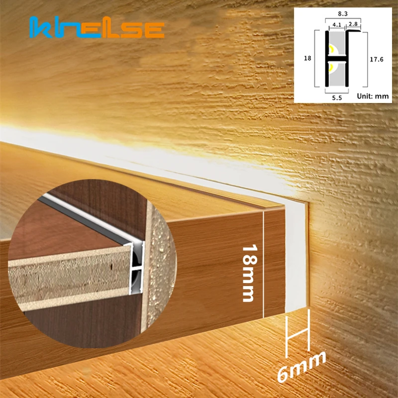 Barre lumineuse LED sous armoire, faisceau invisible intégré, oblique,  bibliothèque, armoire, étagère, couche d'éclairage cachée, DC 12V, 45  lumières