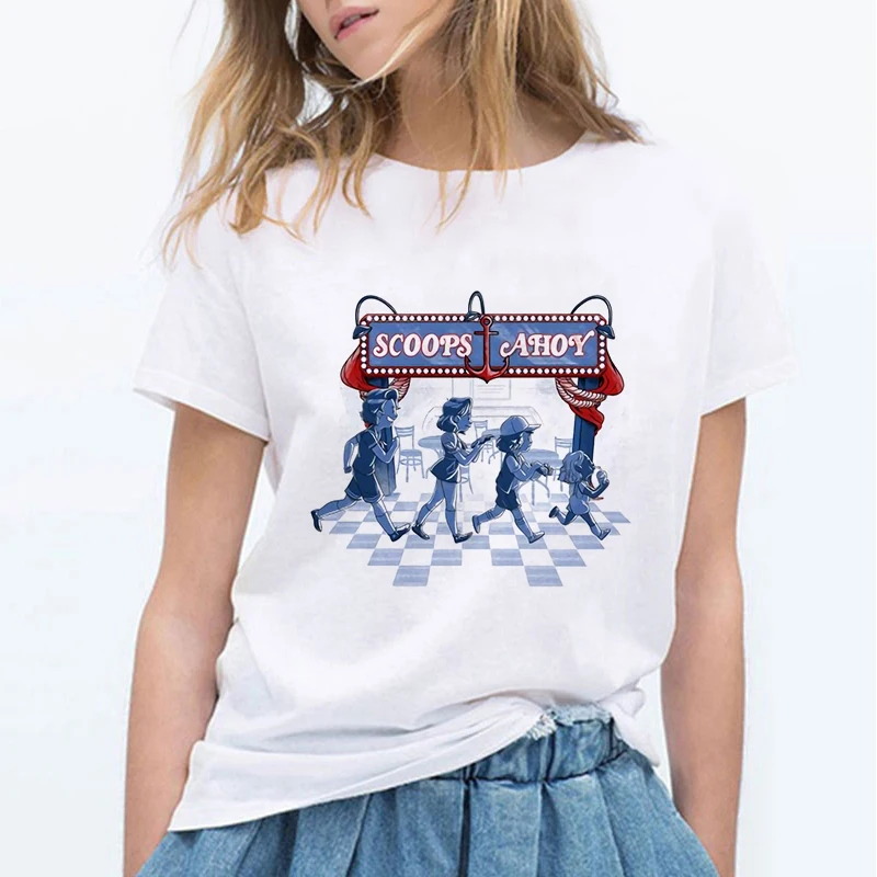 

The Stranger Nerds Scoops Ahoy Dustin Steve Harrington Scoop Ahoy Troop T-Shirt Short Sleeve T Shirt Women