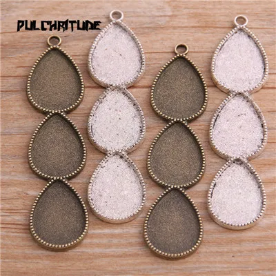 two color PULCHRITUDE 6 шт. 13*18 мм* 3 внутренний размер Два цвета металлический сплав простые капли воды Кабошон Подвеска Установка ювелирных изделий - Цвет: two color