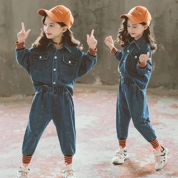 

Kid Clothes 2019 Girls Clothing Sets Boutique Outfits Child Teen Fall Autumn Denim Jacket + Jeans 2 to 13 Years
