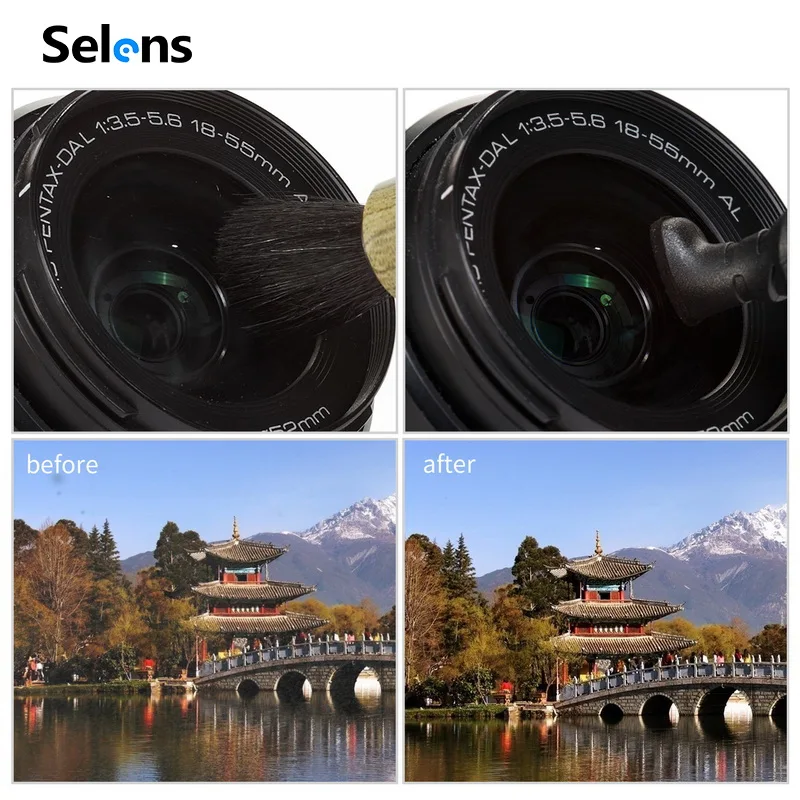 Selens 렌즈 클리너 카메라 펜 청소 브러시, 필터 카메라, 쌍안 캠코더 망원경, 캐논, 니콘, 