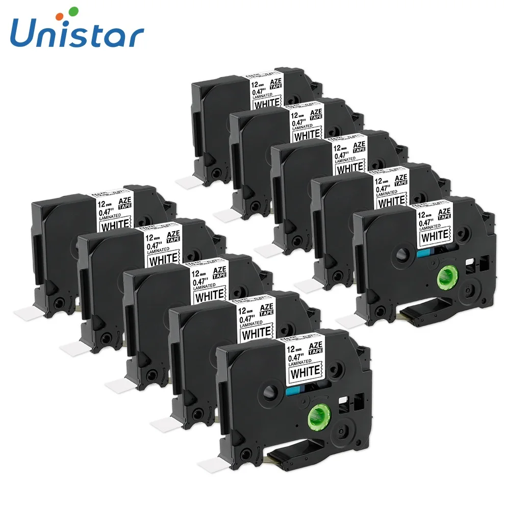 

Unistar 10pcs tze231 Tapes Compatible for Brother Label Maker H110 Label Tape 12mm Black on White Laminated Tape Printer PT-D200