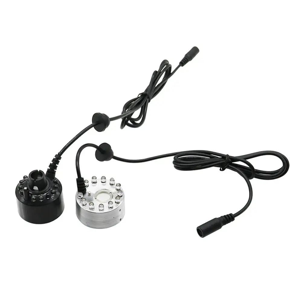 12 LED Lamp Beads Atomizer Aquarium Fish Tank Misting Maker Incubator Humidifier Indoor Rockery Landscaping Colorful Light