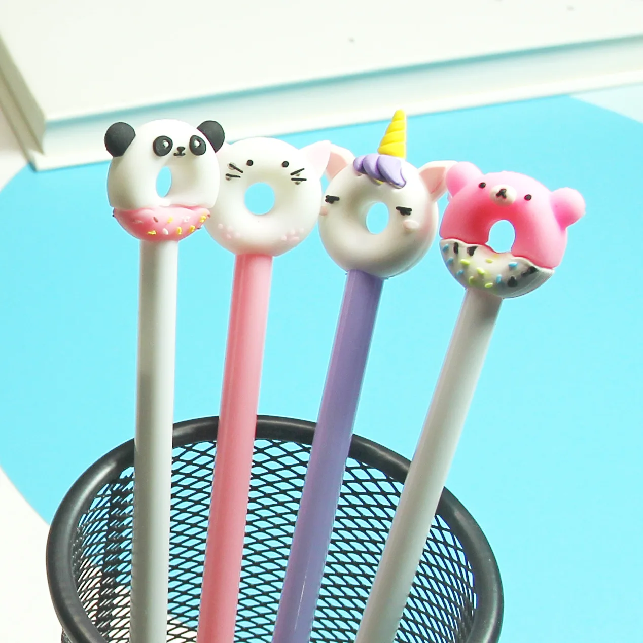 50pcs cartoon doughnut modeling gel pen Keai multi style soft plastic modeling head gel pen manufacturer wholesale