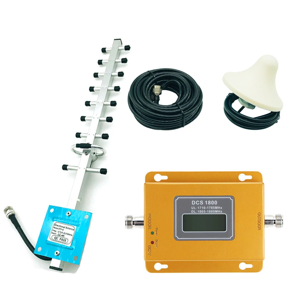 

LTE 4G DC 1800MHZ Cellular Signal Amplifier Mobile Phone Signal Booster with LCD Display Yagi Antenna 3m Ceiling Aerial Set