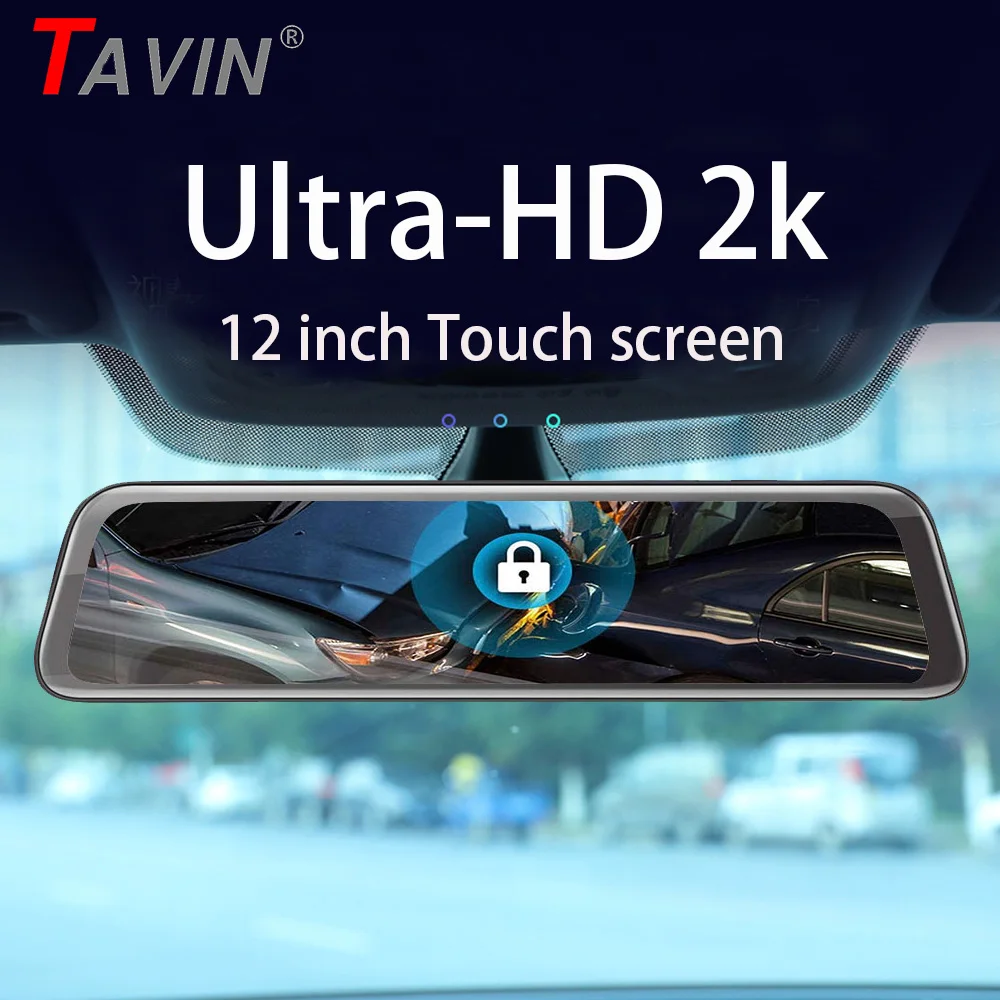 Автомобильный видеорегистратор зеркало заднего вида TAVIN регистратор 2K Ultra HD с