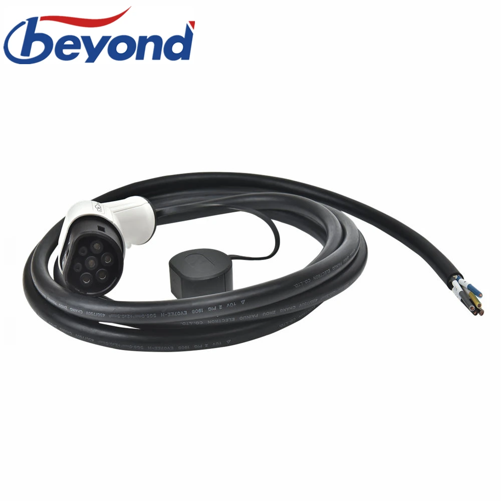 IEC62196-2 Тип 2 EV зарядное устройство кабель 32 ампер 3 фазы 22 кВт Тип 2 Mennekes EV привязанный зарядный кабель для электромобиля