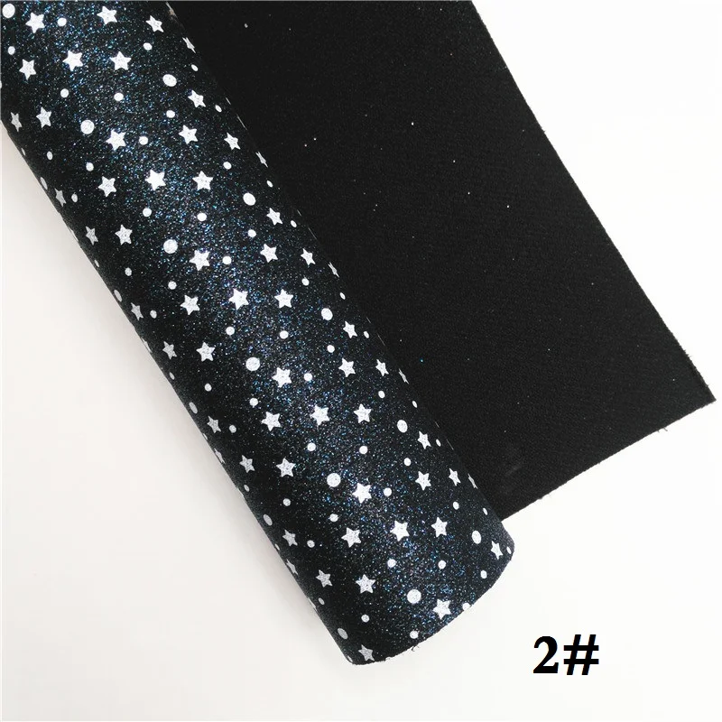 Glitterwishcome 21X29 см A4 Размер звезды блеск с принтом ткани, блестящие кожаные листы, кожа ткань винил для бантов, GM485A - Цвет: 2