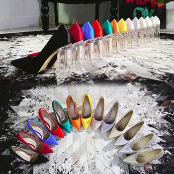 

2020 NEW Women's Pumps Shoes Sexy Thin Thick Heel High Heels10CM Pointed Toe Pumps Women Shoes Nightclub Ladies Wedding Shoes