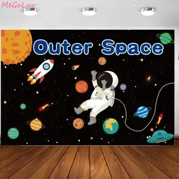 

Outer Space Astronaut Theme Backdrop Astronomy Planet Galaxy Photo Booth Background Children Boy Birthday Party Supplies