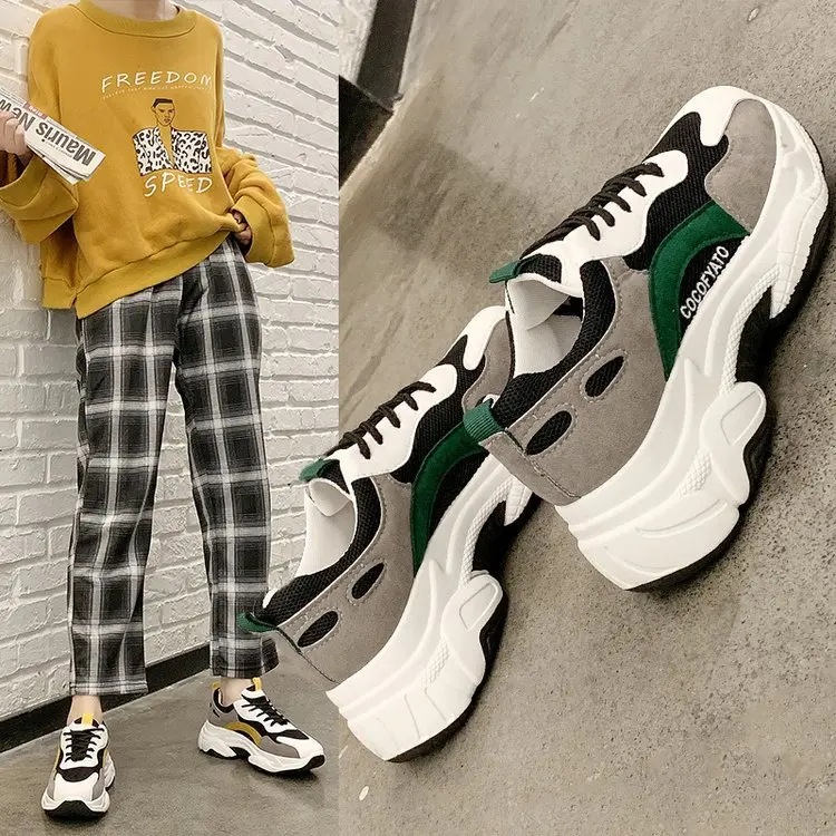 

Dad Shoes Women's INS Fashion 2020 New Style Autumn Shoes Spring Thick Bottomed Extra High Versatile Network Red Fire Athletic S