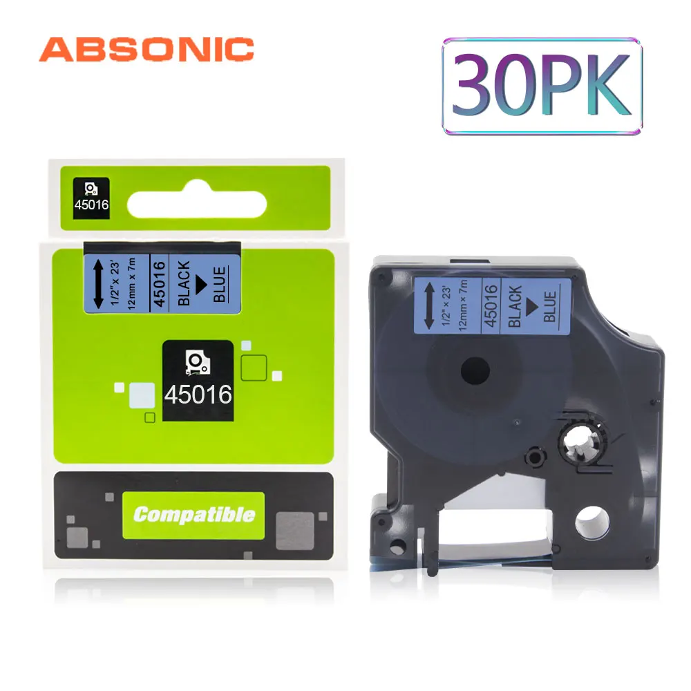 Absonic 30 шт. 12 мм 45016 принтер ленты DYMO черный на голубом лента для принтера Dymo LabelManager 160 280 260P 420 PnP этикетки чайник