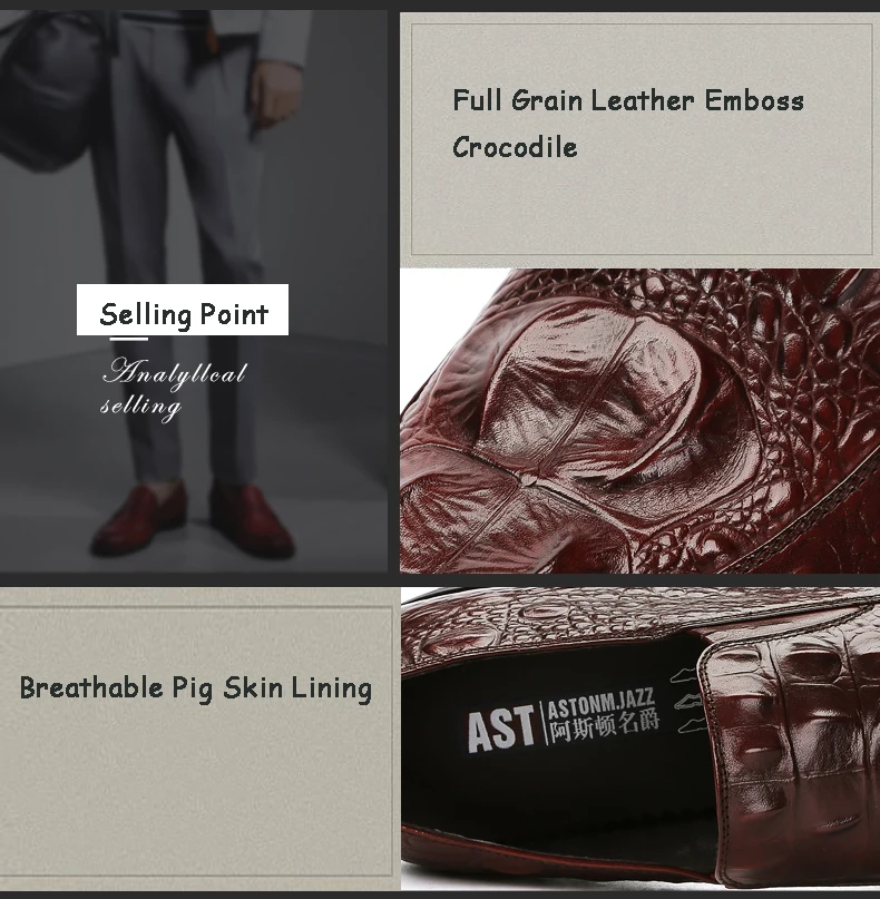 Men's Wedding Dress Shoes Leisure Casual Crocodile Leather Oxfords Shoes For Men Business Brogues Shoes Party Penny Loafers New (3)