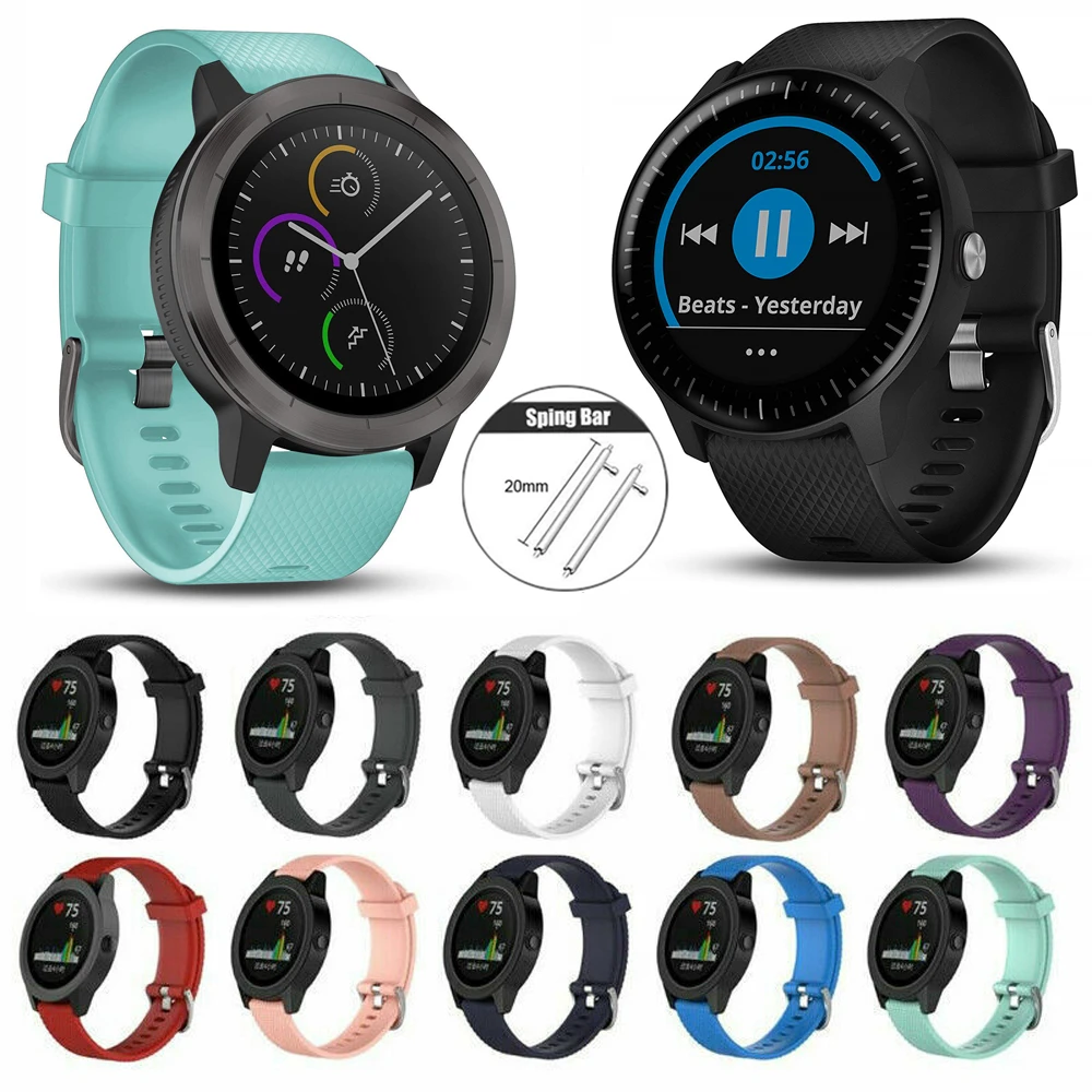 Сменный силиконовый ремешок Duszake для Garmin Vivoactive3 Vivomove HR 20 мм смарт браслет
