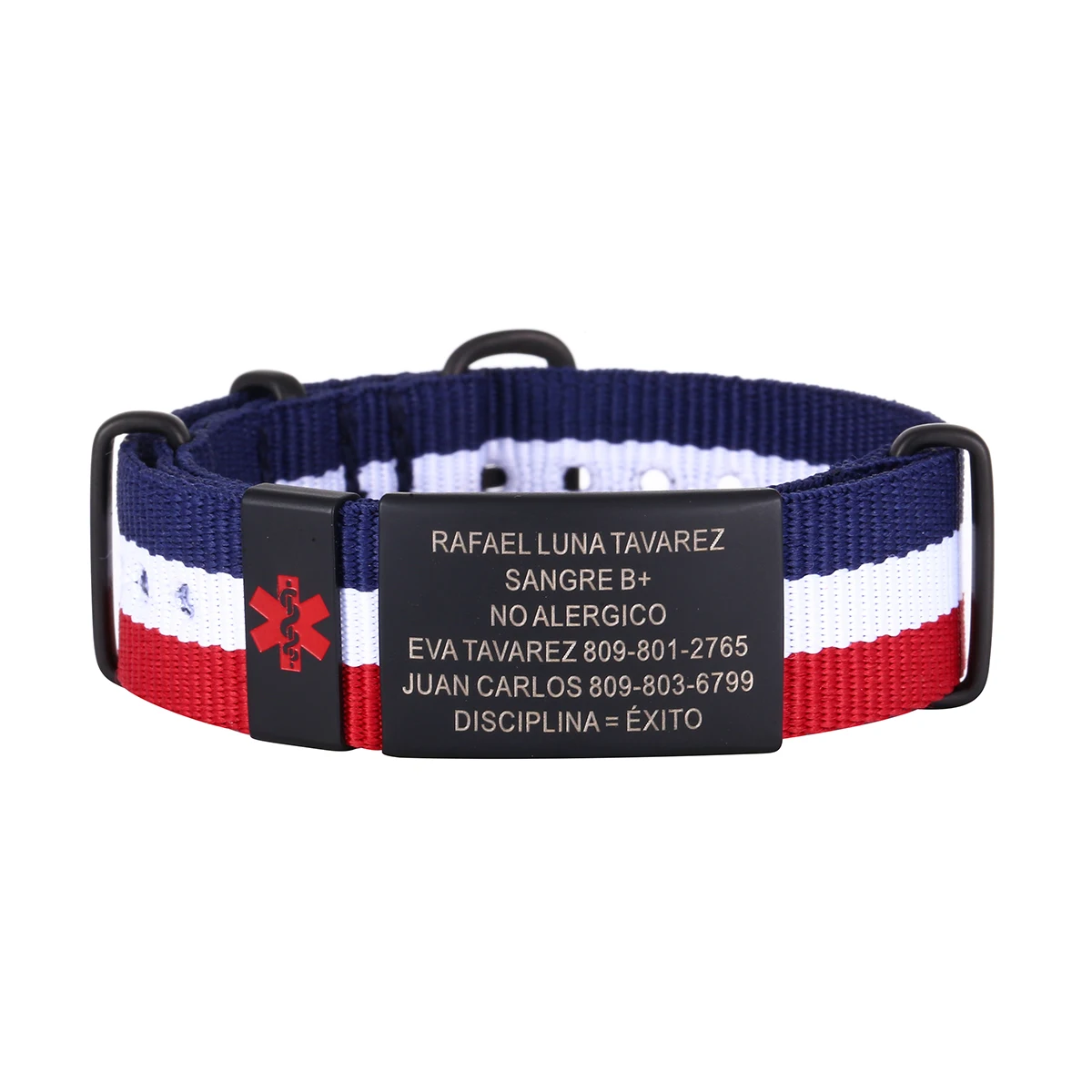 Personalized Medical Alert Bracelet Emergency Medical Bracelets Nylon Wristband Custom Engraved Sport ID Bracelet medical alert bracelet for Men Women