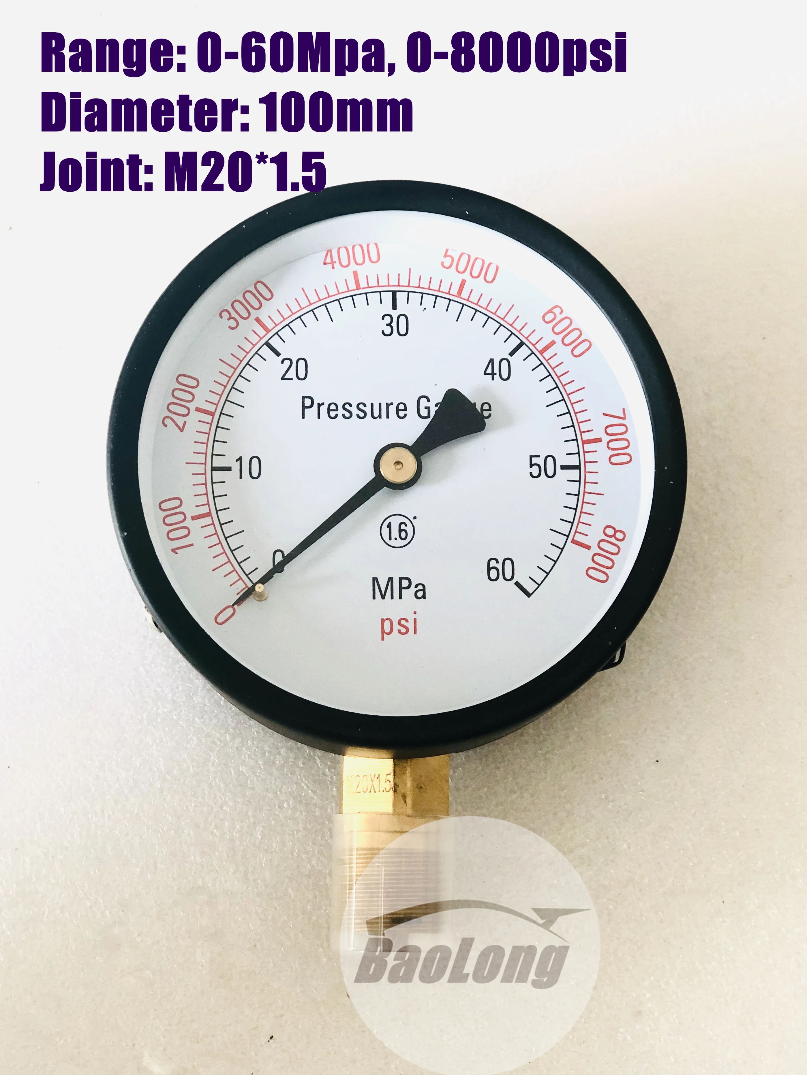 0-60Mpa Pressure Gauge for S60h Diesel Injector Nozzle Tester 0-8000Psi Pressure Meter Testing Tool pressure gauge