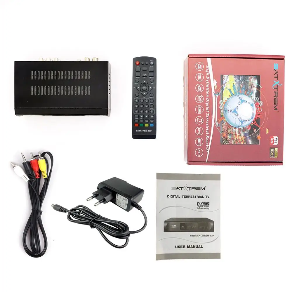 Satxtrem M2 Plus DVB-T2/DVB-T ТВ-тюнер HD DVB T2 USB Wifi приемник цифрового ТВ DVBT2 Vga Smart tv Box поддержка AC3 аудио PVR EPG - Color: No USB Wifi