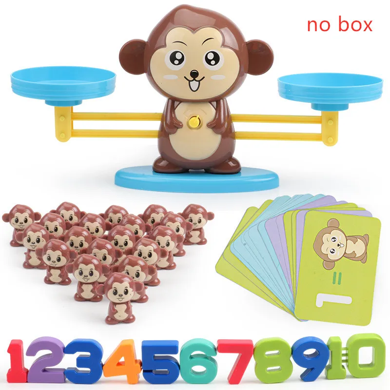 Игра для матча, настольные игрушки, кошка, лягушка, обезьяна, собака, свинья, баланс матча, игра, шкала, количество, дети, Ранние развивающие игрушки, чтобы добавить вычесть - Цвет: BrownMonkey-NoBox
