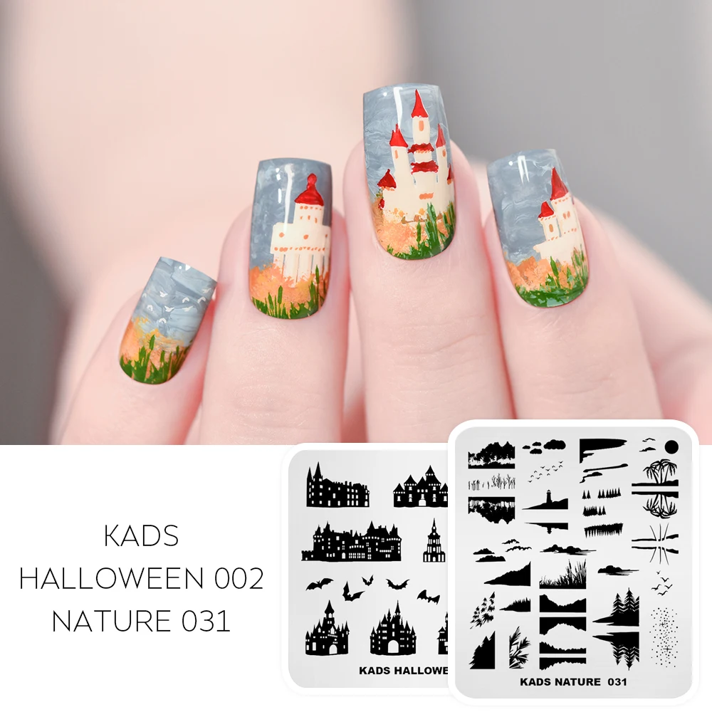 KADS Nail Stamping Plates Set Nail Art Templates Stamping Plate Flower Chinese Halloween ChristmasManicure Stencil Set 4