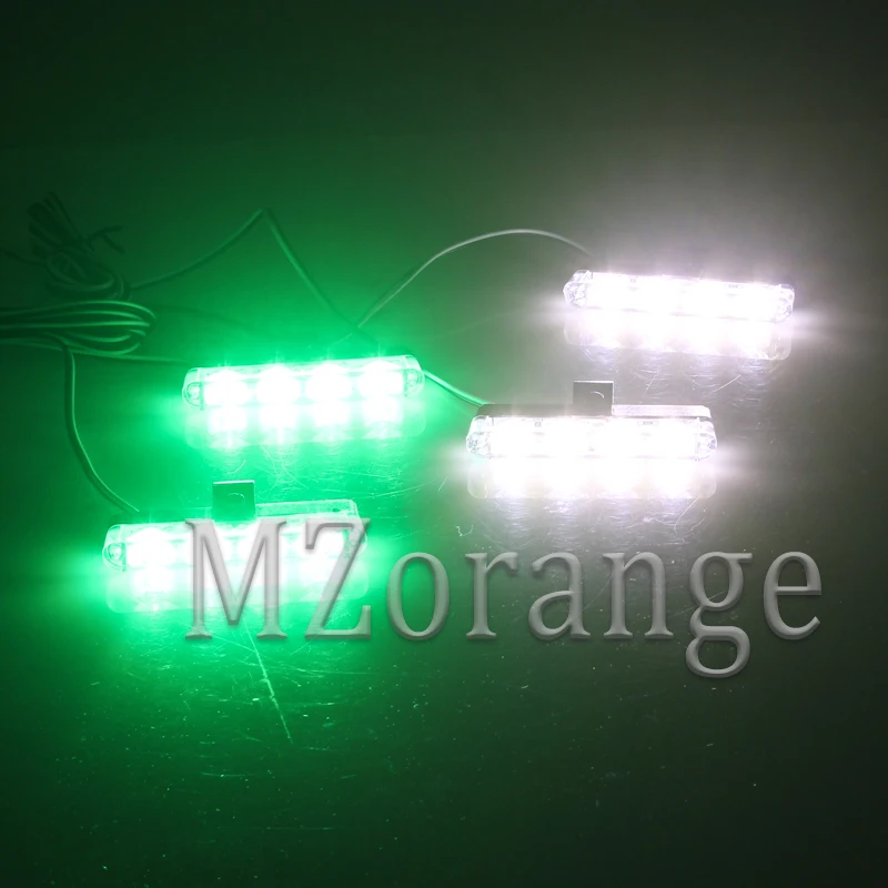 white green 4x4 светодиодный DC 12 В стробоскоп Предупреждение ющий светильник полицейский светильник мигающий пожарный светильник s скорая помощь белый желтый красный синий CarTruck светильник Дневной светильник - Цвет: white green
