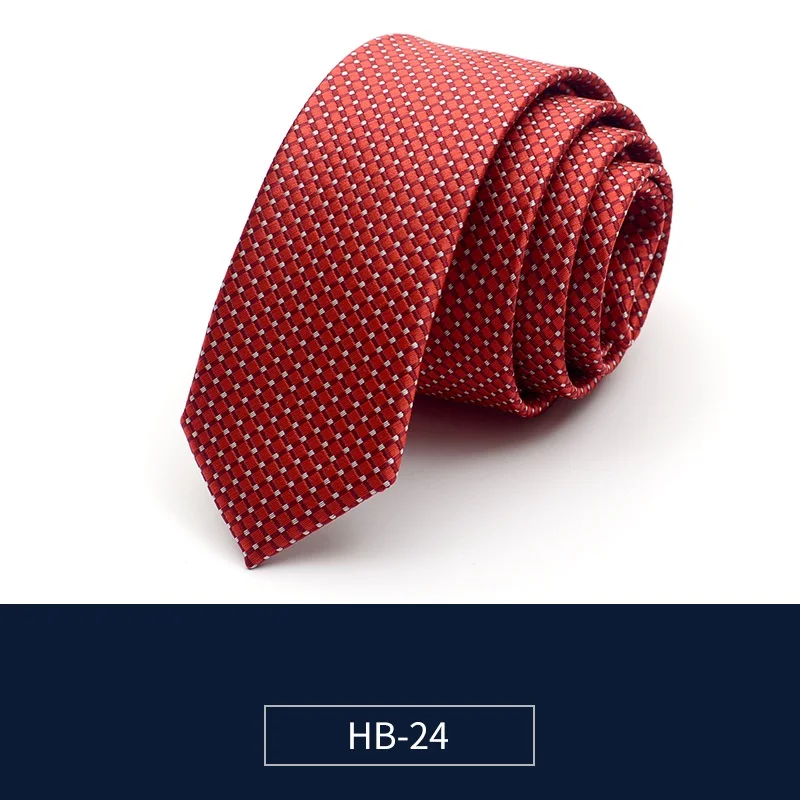 HB-24 Высокое качество, новинка, шелковые свадебные галстуки для мужчин, тонкий галстук 5 см, дизайнерский бренд, 2,36 дюймов, Одноцветный шейный галстук с подарочной коробкой - Цвет: HB-24