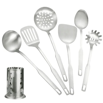 

6pcs Non-stick Accessories Serving Spoon Stainless Steel Home Restaurant Heat Resistant Cooking Tools Kitchenware Set Portable