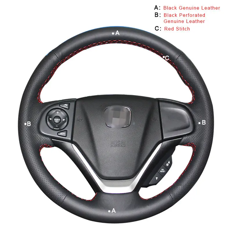 Автомобильная Оплетка на руль для Honda CRV 2012- ручной работы DIY Авто Чехлы для интерьера аксессуары для автомобиля-Стайлинг - Название цвета: Genuine Leather
