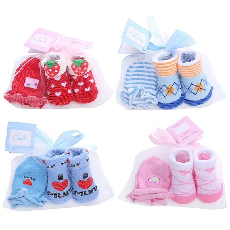 Calcetines para bebé + juego de guantes para raspar para niños pequeños de 0 a 6 meses, accesorios para bebé, regalo para niña recién nacida