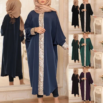 

2020 Muslim Gown Sequined Loose-Fitting Bangladesh Dubai Abaya Kimono Turkish Kaftan Islamic Clothing Muslim Dress Women