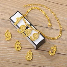 Custom Digital Jewelry English Number Anklet Stainless Steel Personalized Birth Year Foot Chains Women Mom Girls Birthday Gift