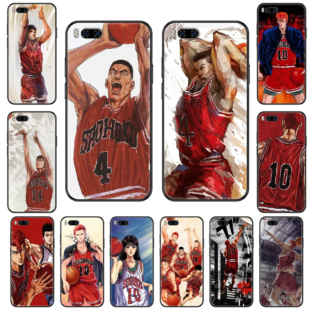 Anime SLAM DUNK Phone case For Xiaomi Mi 6 8 9 A1 2 3 Max3 Mix2 Mix2S X T Lite Pro black painting bumper tpu coque art back | Мобильные