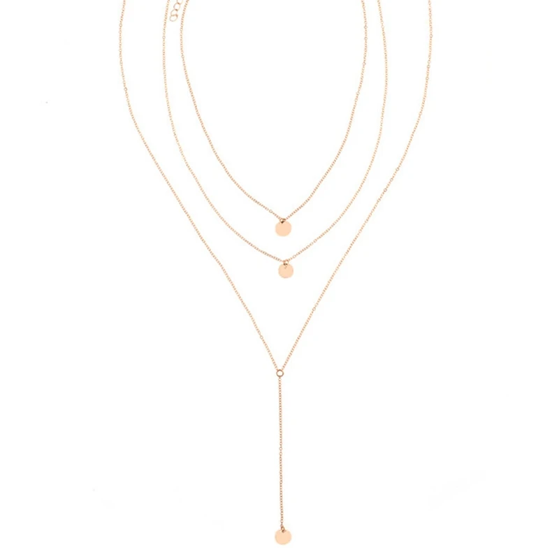 SUMENG New Arrival 2021 Fashion Minimalist Round Disco Coin Chain Necklace Pendant Dainty Sequins Multi Layers Necklaces Women - Image 2