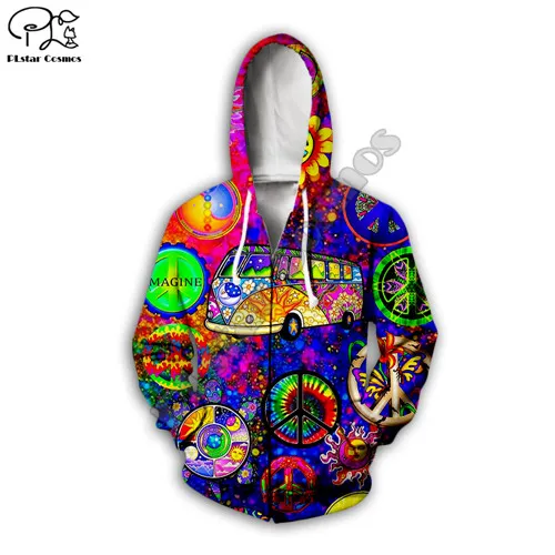 zip hoodie Для мужчин и женщин Хиппи хипстер 3D Толстовка Триппи Свитшот Новинка с длинным рукавом с принтом мира на молнии унисекс пуловер Повседневная Уличная одежда 01 - Цвет: zip hoodie