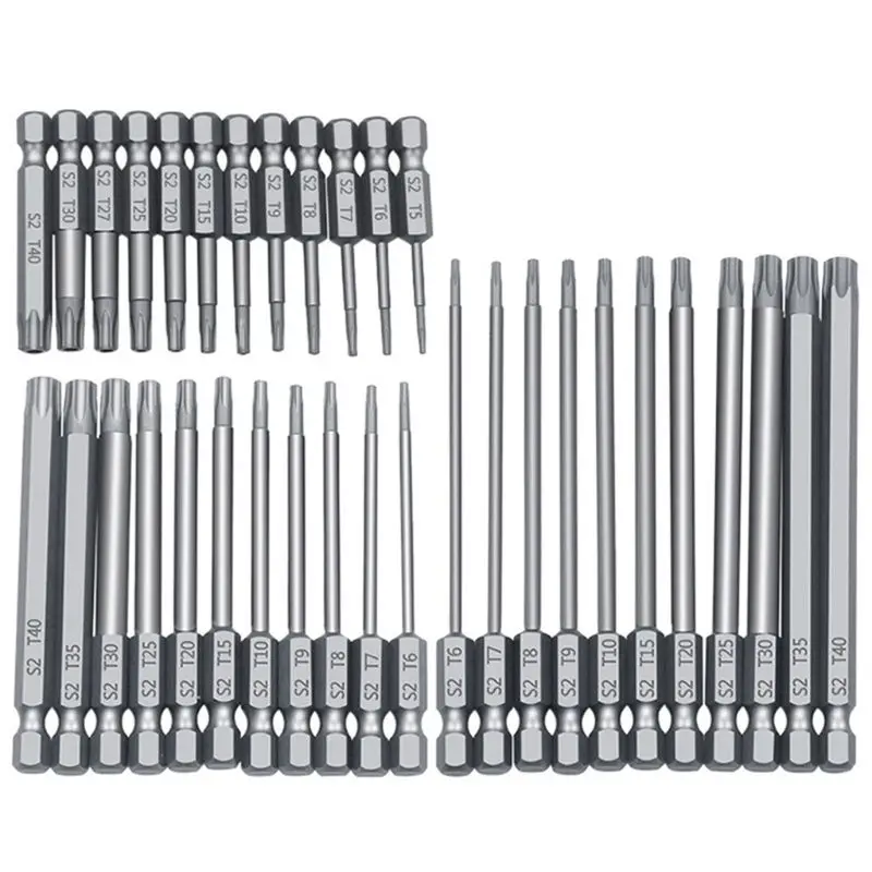 

11/12pcs Tamper Proof Security Drill Bit Set Torx Screwdriver Flat Head 1/4\" Hex
