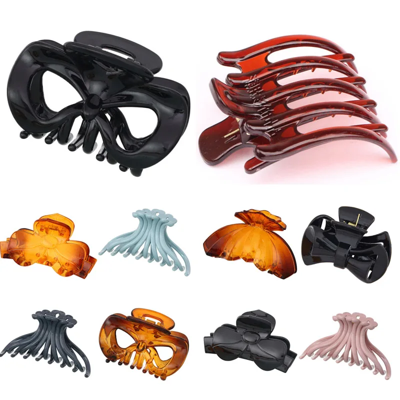 

QSimple Elegant Plastic Flower DIY Hair Claw Clamps Women Ladies Barrettes Claw Clip Hairpin Hairgrips Hair Accessories Headwear