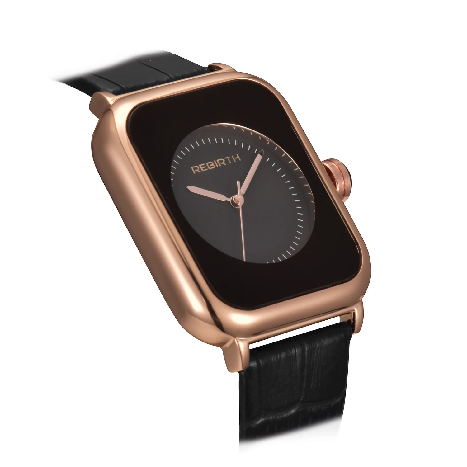 Fashion Women Watch 2023 REBIRTH White Leather Minimalist Rectangle Ladies Quartz Dress Wristwatch Relogio Feminino Montre Femme