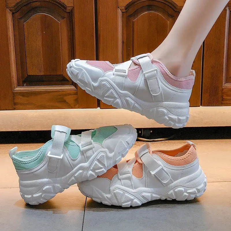 

Summer 2020 new breathable hollow mesh casual sports shoes female candy color wild thick sole shoes old shoes Z950